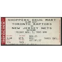 Toronto Raptors First Game Ticket 11/3/1995 NBA Basketball SkyDome New Jersey 