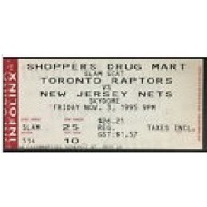 Toronto Raptors First Game Ticket 11/3/1995 NBA Basketball SkyDome New Jersey 